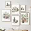 Paintings Wall Art Christmas Farmhouse Pictures Forest Deer Woodland Posters and Prints Winter Canvas Paintings Home Decor