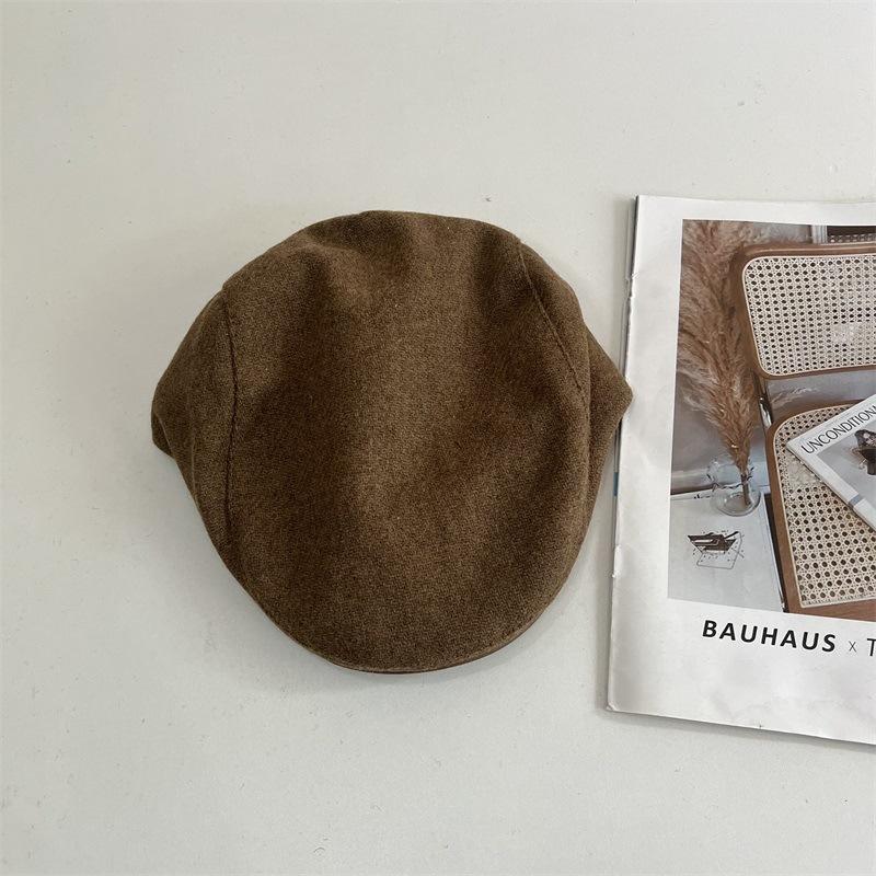 

Осенне-зимний шерстяной берет мужской ретро кепка вперед женская шляпа с кожаным козырьком литературная кепка M（56-58cm） хаки