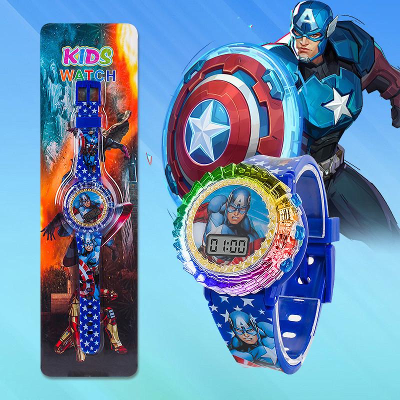 Kinder Cartoon LED Uhr mit Iron Man Batman Frozen Hello Kitty Design für Schulkinder