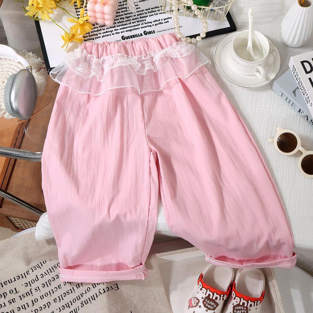 Summer Baby Girl 3D Print Lace Cotton Mosquito-Proof Two-Piece Short Sleeve Set