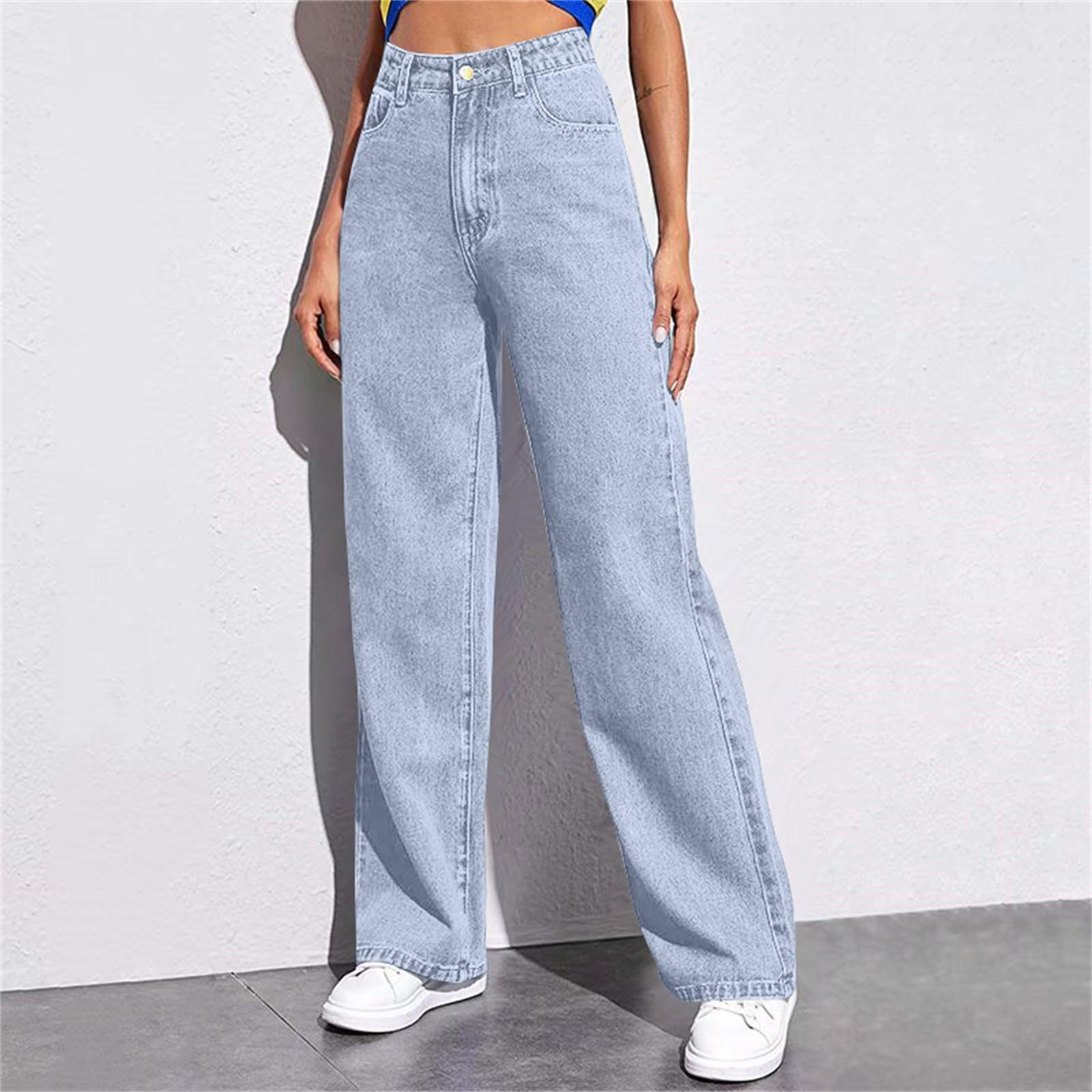 

Women s Fashion Straight Casual Versatile Vintage Draped Jeans XXXL