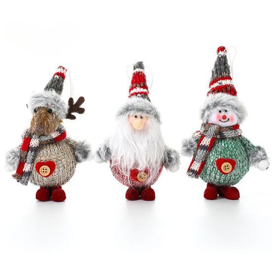 Christmas Plush Doll Hanging Ornament Mini Colorful Cloth Santa Claus Snowman Deer Foam Doll Plushies Christmas Tree Pendant Christmas Party KTY