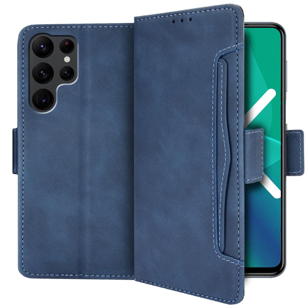 Samsung Galaxy S22 Ultra 5G Flip Case, Card Slot, Blue