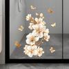 Light Luxury Golden Orchid Window Stickers, Static Cling No Trace Self-Adhesive Decals for Home Decoration