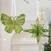 Glitter Christmas Ornaments Green Sequined Butterfly/Star/Reindeer Xmas Tree Hanging Decorations for Xmas Tree Holiday Home Party Decor