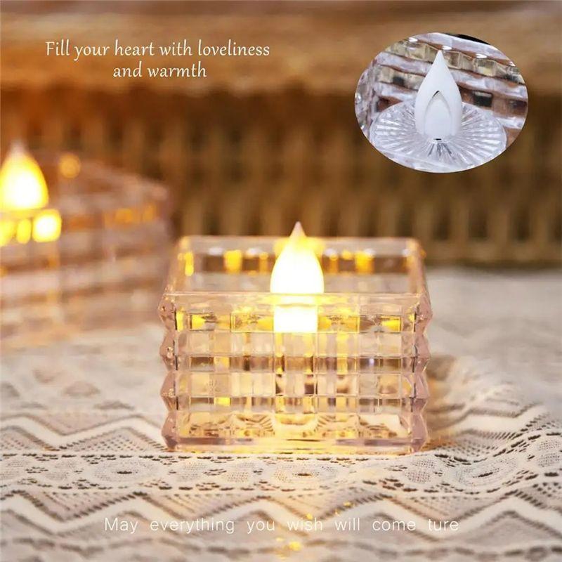 AEE4-Candle Lights 6Pcs Cube Led Tea Lights Candles Electric Flameless Candles Fake Home Decorations For Wedding Halloween