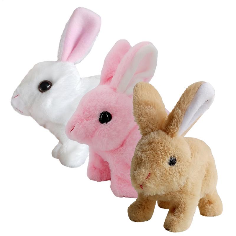 Realistic Bunny Interactive Plush Figure Toy Cute Stuffed Bunny Electronic Pet Realistic Rabbit Jumping Twitching Easter Gifts