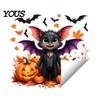 Removable Toilet Decals Halloween Decals, Cute Cartoon Bat in Suit & Black Crow with Witch Hat, Waterproof Peel-off Stickers Seat Cover Decor