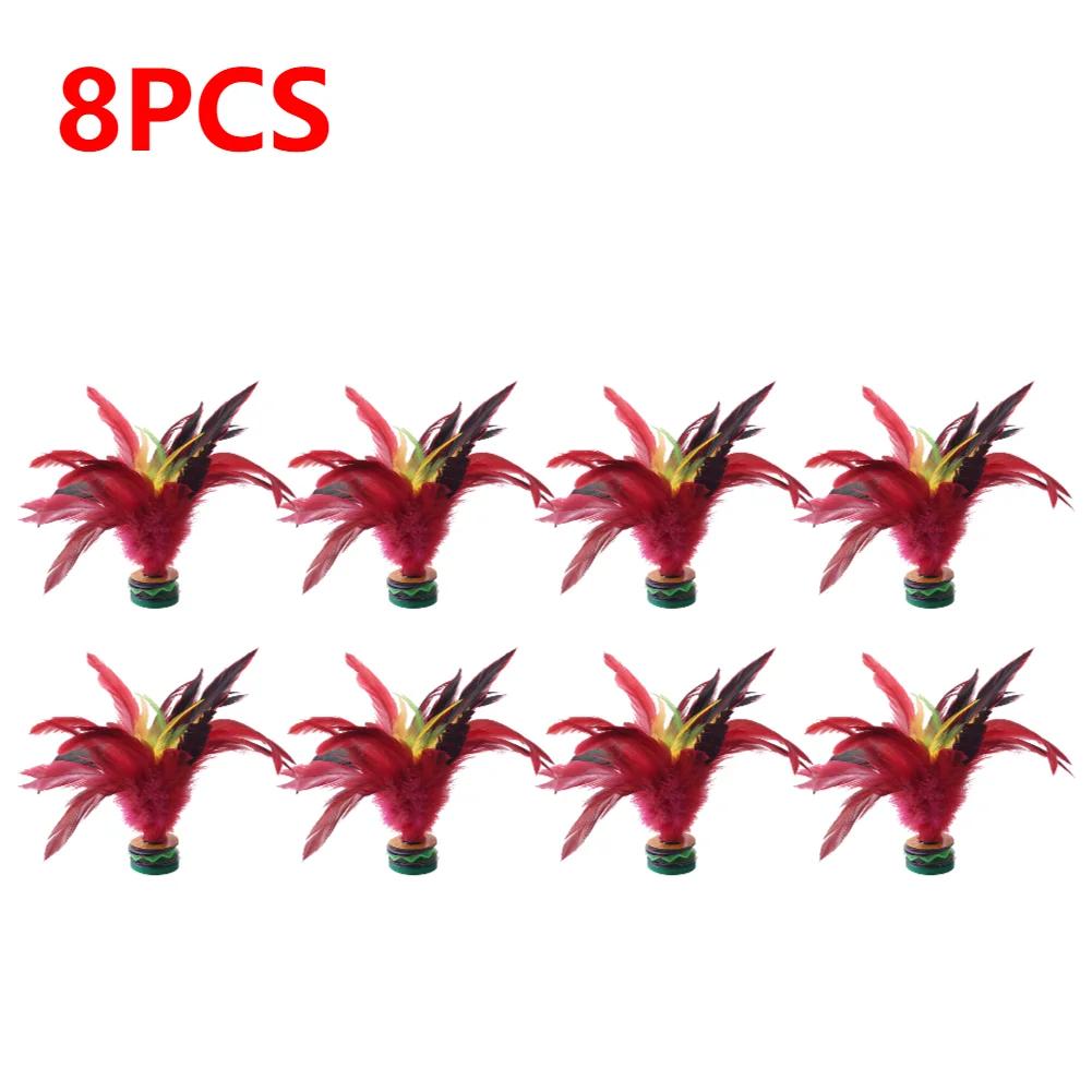 1-10pcs 20cm Feather Jianzi Colorful Feathers Shuttlecock Portable Foot Kick Handwheel Feather Shuttlecock Fitness Entertainment