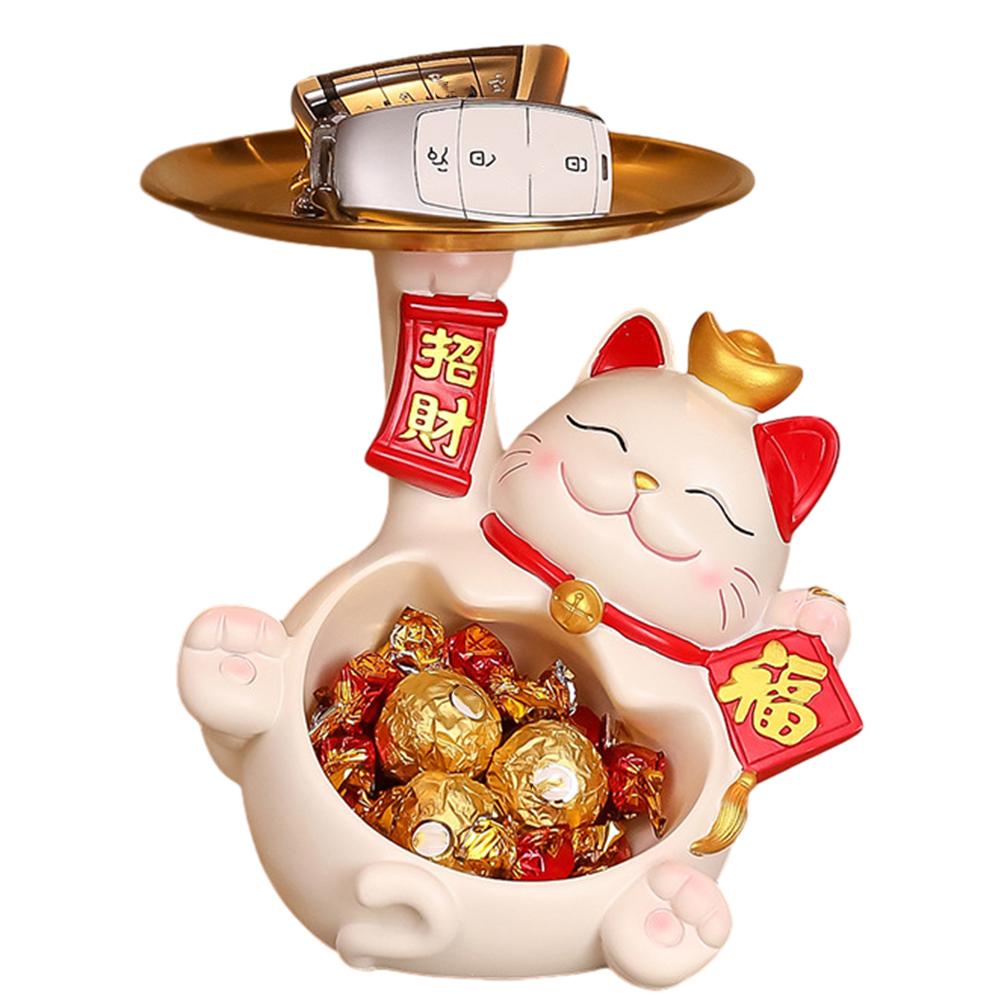 

Милый поднос для кошек Fortune Cartoon Lucky Cat Home Storage Decorative Ornament Resin A