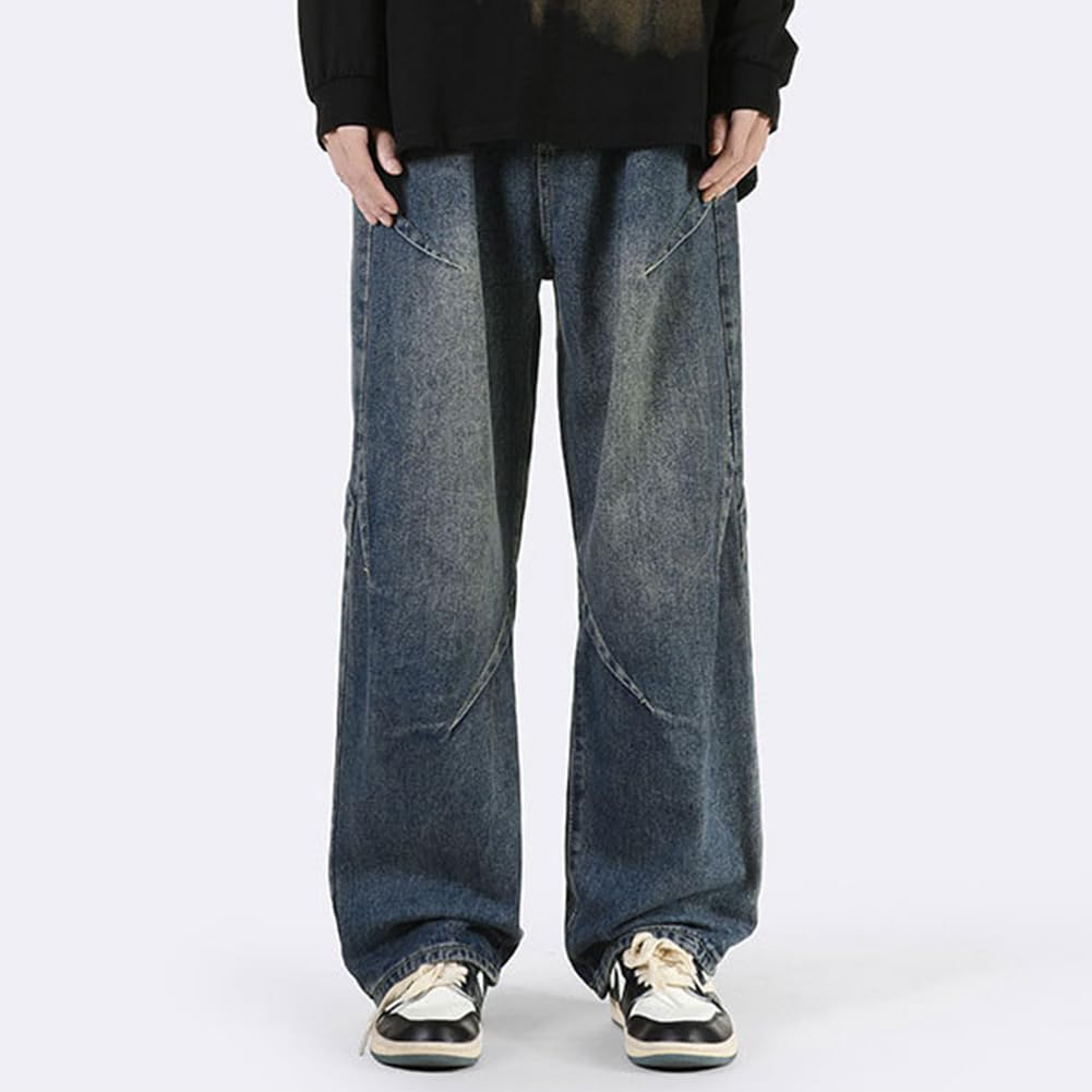 Maytopia Denim Baggy Plus Loose Straight All XK8067 Jeans, Pants, Wide-leg Pants, Pants, Sizes, Fit, Leg, Casual, Baggy, Men's, Women's, Fall, Winter,