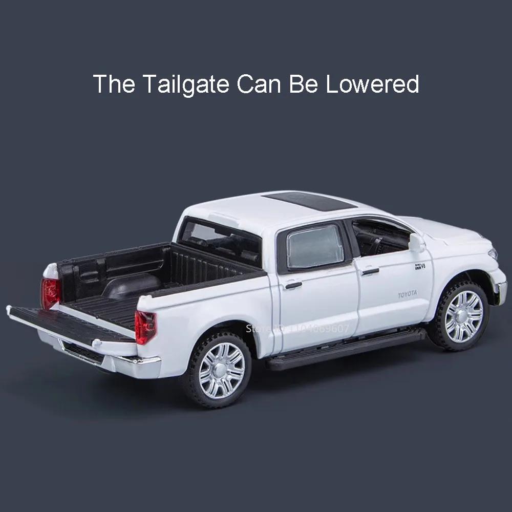 1:32 Tundra Miniature Toy Model Cars Alloy Diecast Pickup Truck 4 Doors Opened Sound Light Pull Back Off-road Vehicle Kids Gifts