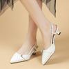Fashion Women's Sandals Pointed Toe Sandals Patent Leather Mid Heels Ladies Shoes Summer Sexy Casual Shoes Designer Slip On Women Pumps