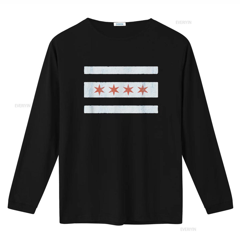 Vintage Chicago Flag T Shirt Souvenir Women vintage Washed Versatile Casual fashion streetwear designer clothes Breathable