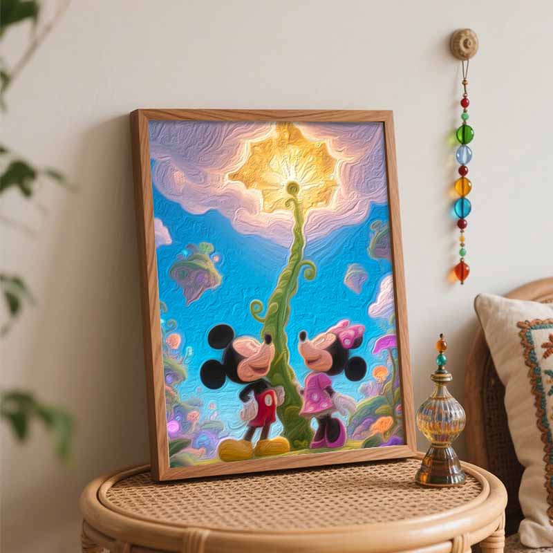 Disney Digital Oil Painting Art Painting Mickey and Minnie Fantasy Garden Handmade Diy Home Decorations