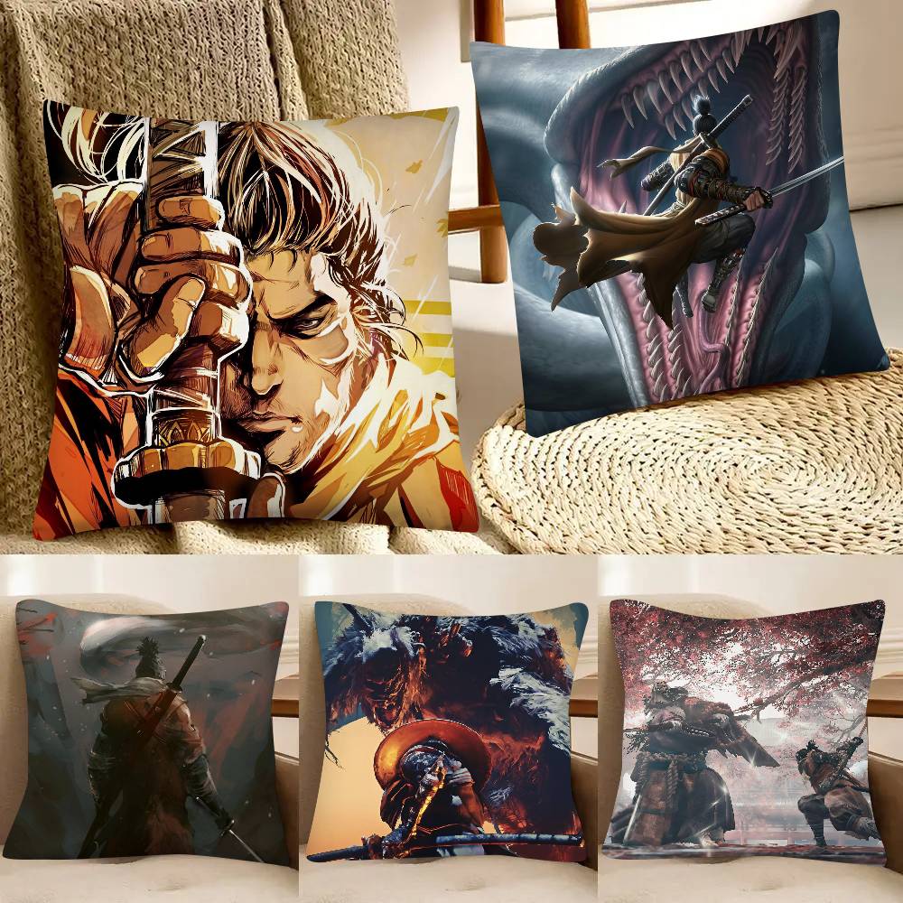 Game SSekiro Shadows Die Twice Pillow Case Fashion Square Pillowcase Bedroom Sofa Room Ins Decoration Leisure