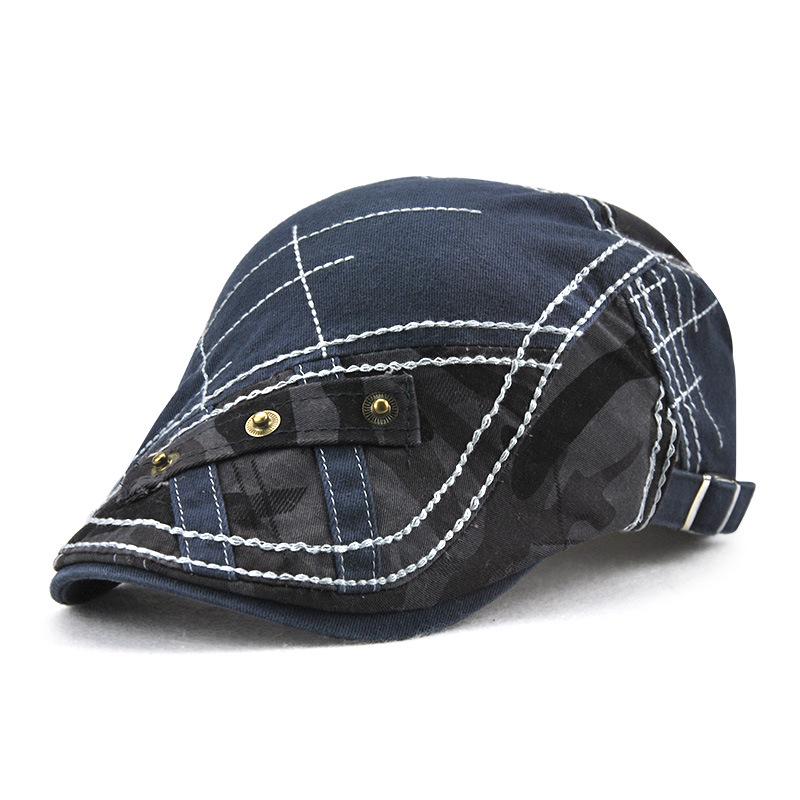 

New Arrival: Camouflage-patterned baseball cap with patch detailing and metal buckle – a trendy, versatile beret-style hat синий