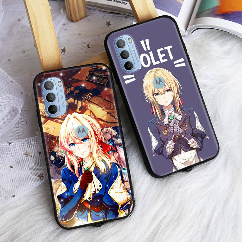 AD93 Violet Evergarden Black Case for iPhone 16 15 Plus 14 13 12 11 Pro 8 7 6S SE 5S X XR XS Max Realme C30 C33 C31 9I Huawei Y8P Y9 Sofe Cover