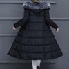 Dámsky zateplený dlhý kabát Bunda s kapucňou s umelým golierom Hot Slim Winter Outwear Coats
