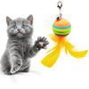 Cats Feathered Toy Colorful Cats Teaser Sphere Cats Feathered Toy with Loud Bells Feathered Replacements Head