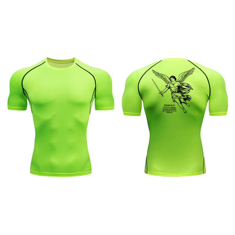 Angel Graphic Athletic Quick Dry Tshirts for Men Christian Gym Workout Running Compression Shirt Undershirt Tees Tops Activewear