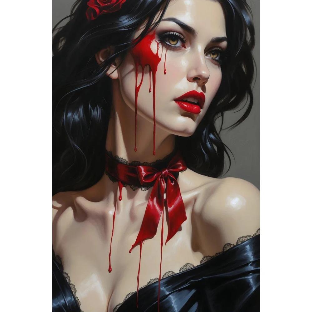 Dark Fantasy Romantic Gothic Vampire Queen Horror Blood Poster Print Wall Art Pictures Canvas Painting Living Room Home Decor