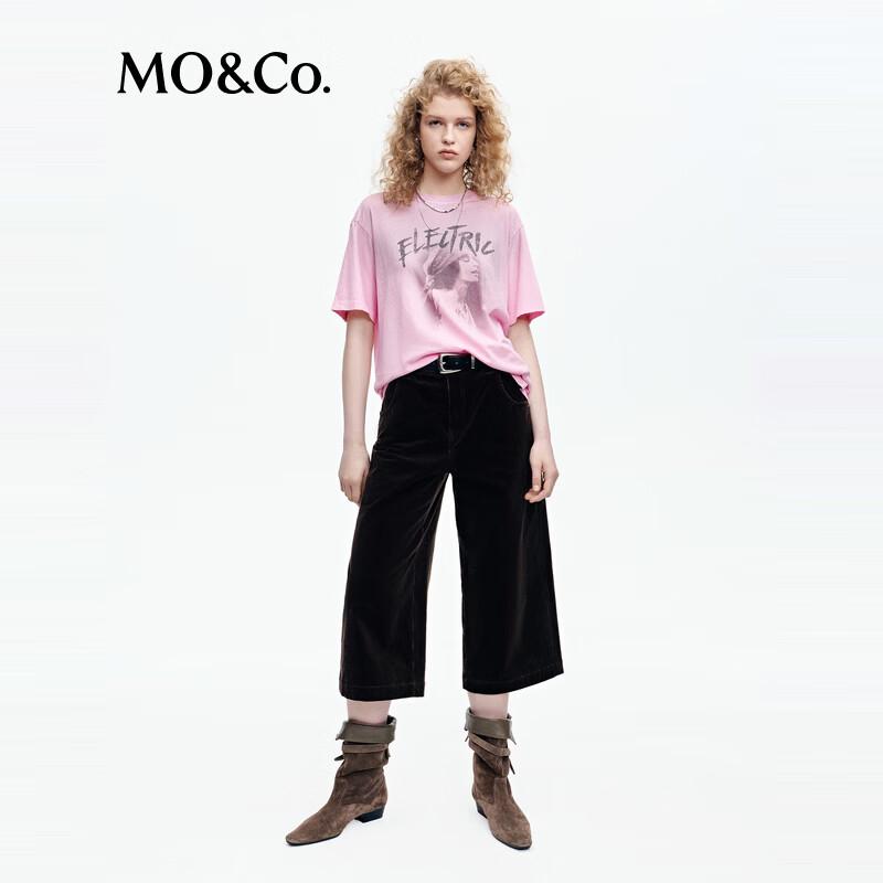 MO&Co. Women's Corduroy Cropped Wide-Leg Trousers