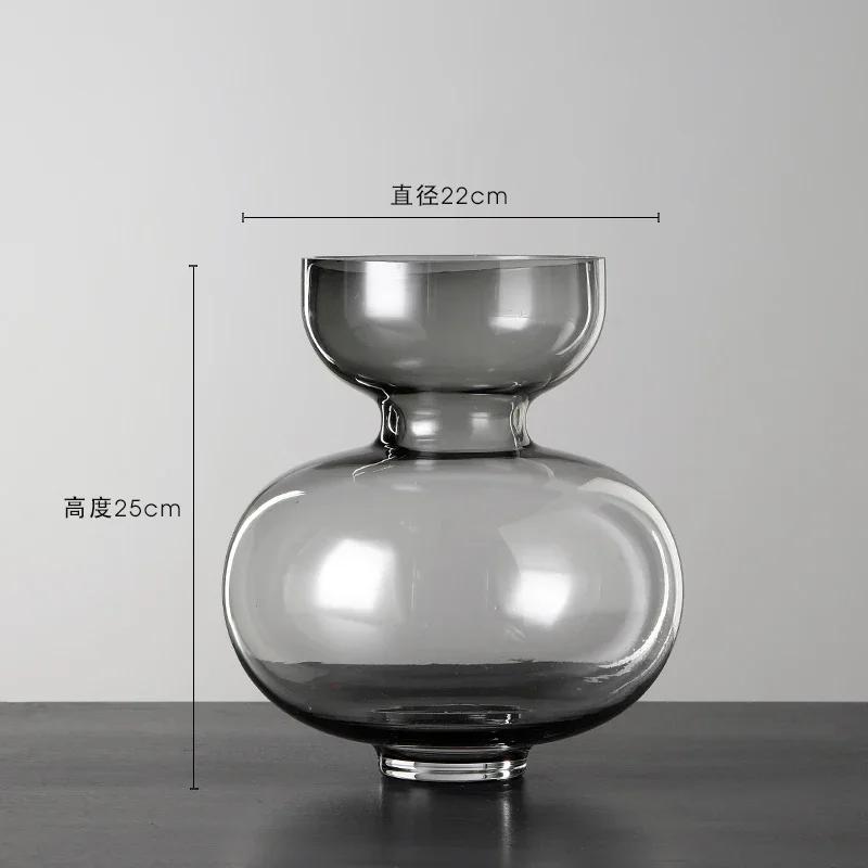 Home Decoration Transparent Glass Vase Modern Hydroponic Flower Arrangement Accessories Storage Tank Countertop Vase Furnishings