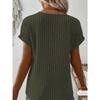 Exquisite Ribbed Round Neck Notched T-shirts Comfortable and Versatile Cashmere Short Sleeved Women's T-shirts
