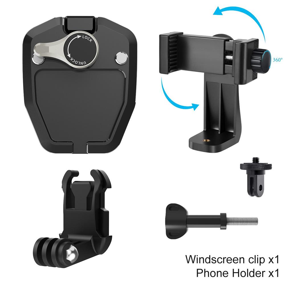 Motorcycle Windshield Mount Clip POV Holder for GoPro Hero 13 12 11 10 Insta360 X4 DJI Action 5Pro 4 Pocket 3 Phone Accessories