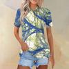 Women's Fashion Casual Lapel Short Sleeve Printed Shirt Women's Button Up Tops