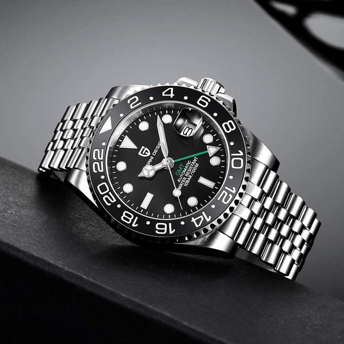 Pagani Design Men's Watch GMT Automatic Japanese Movement Diver Mechanical Watch Set with Waterproof Ceramic Bezel, Stainless Steel