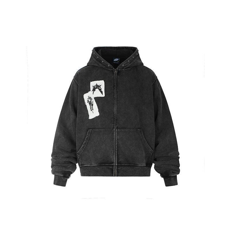 Unisex Streetwear Hooded Zip-Up Sweatshirt Casual Cotton Pullover Men Women Fall Season