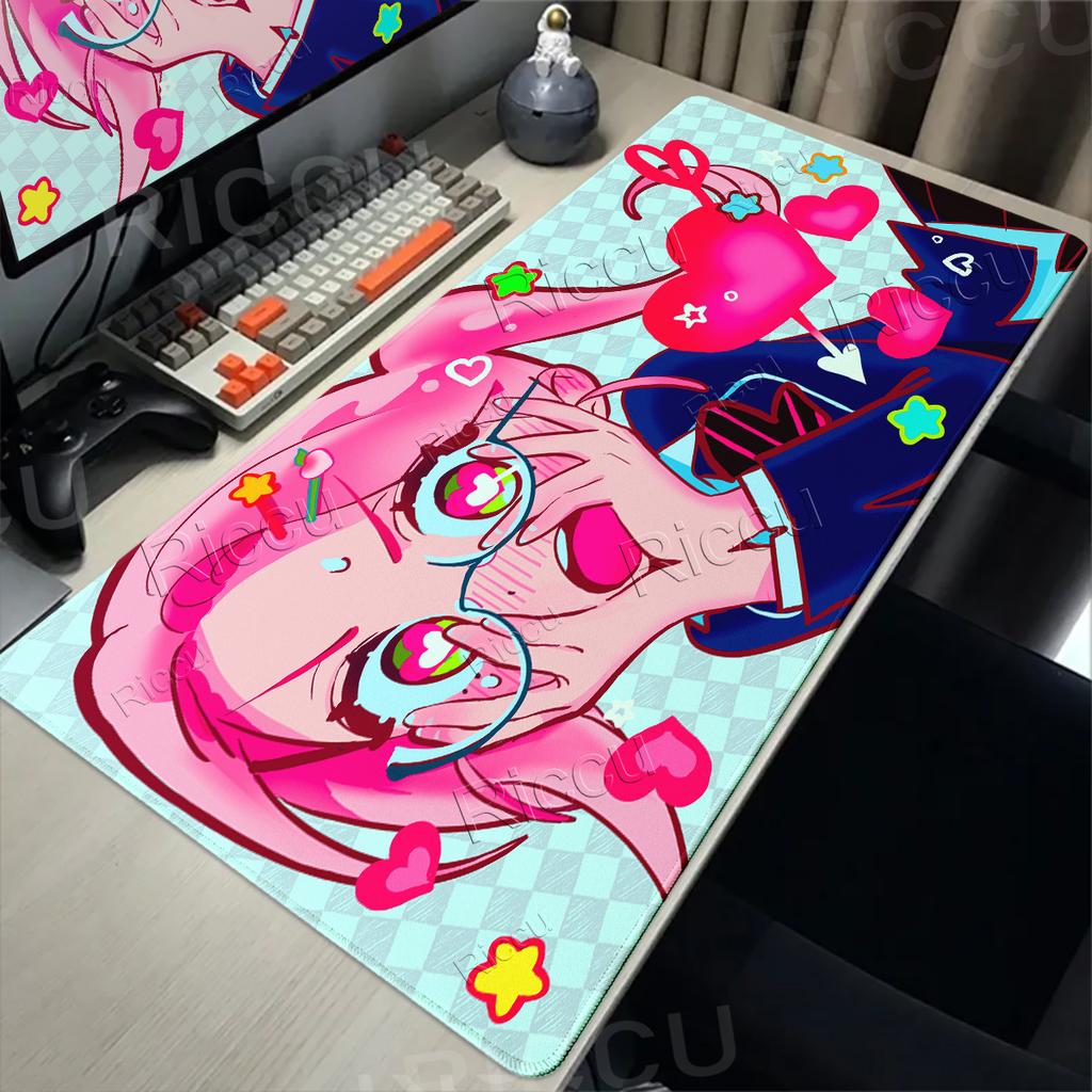 Comic Couple Cute Anime A-alien Stage Pattern Mouse Pads Anti-slip Locking Edge Thickened Desktop Mats Large Comfort Gaming Rugs