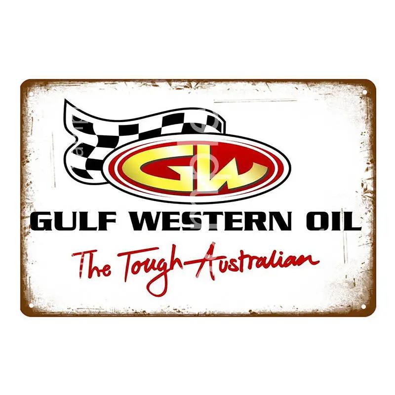 Vintage Gulf ESSO Mobil Racing Metal Tin Sign Wadhams Gasolines Motor Oil Garage Service Wall Decor Art Poster Wall Plaque YL055