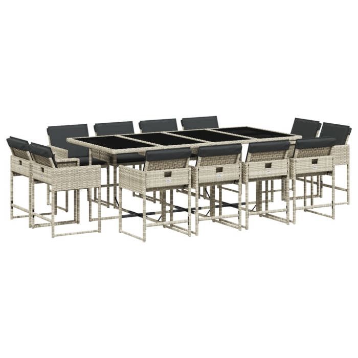 VidaXL Garden Dining Set and Cushions 13 Pcs Light Grey Rattan 3278170