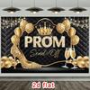 2D Schwarz Gold Abschlussball Party Hintergrund Glitzer Champagner Ballon Fotokabine Requisite
