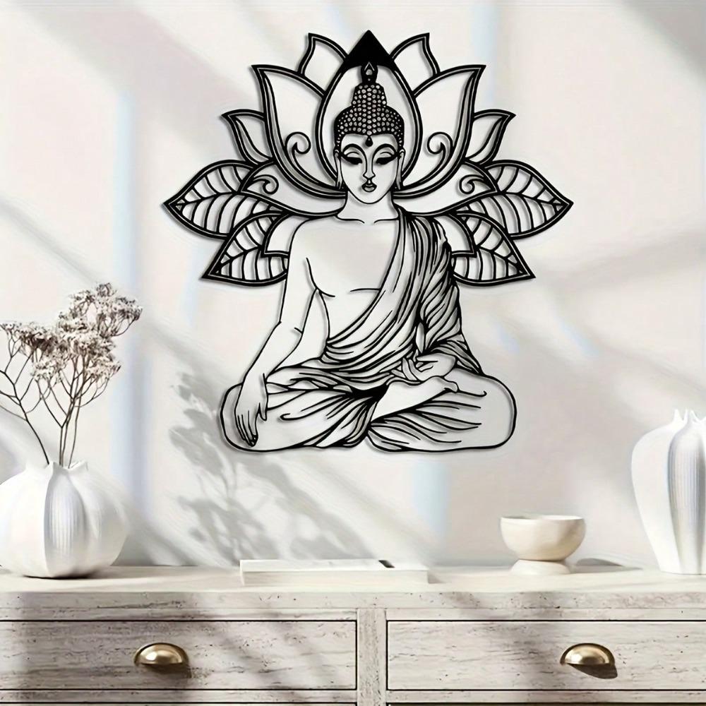 Yoga Meditation Lotus Metal Wall Art for Living Room Bedroom Balcony