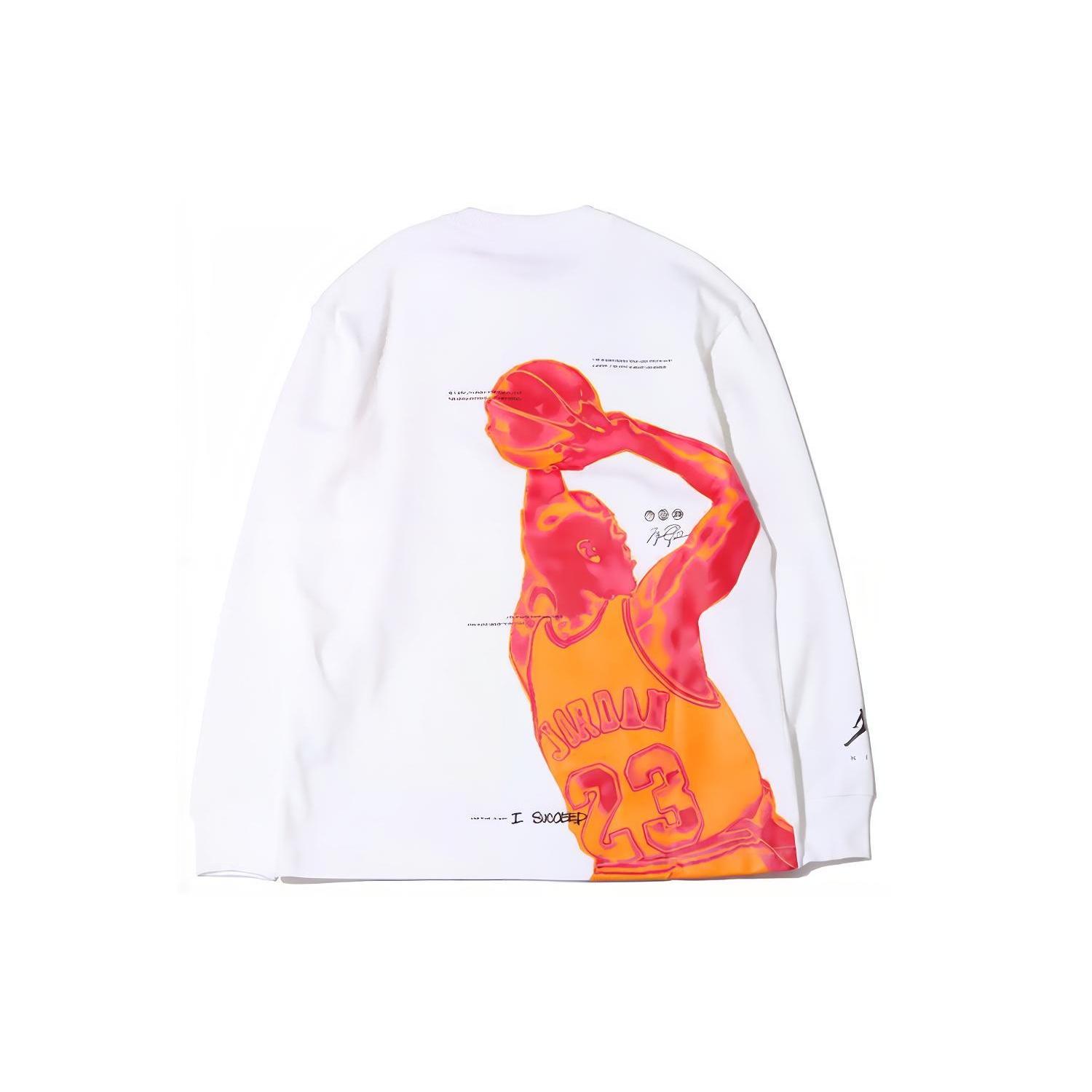 Men s Air Jordan Casual Sports Breathable Long Sleeves White T-Shirt DH8807-100 XXXL