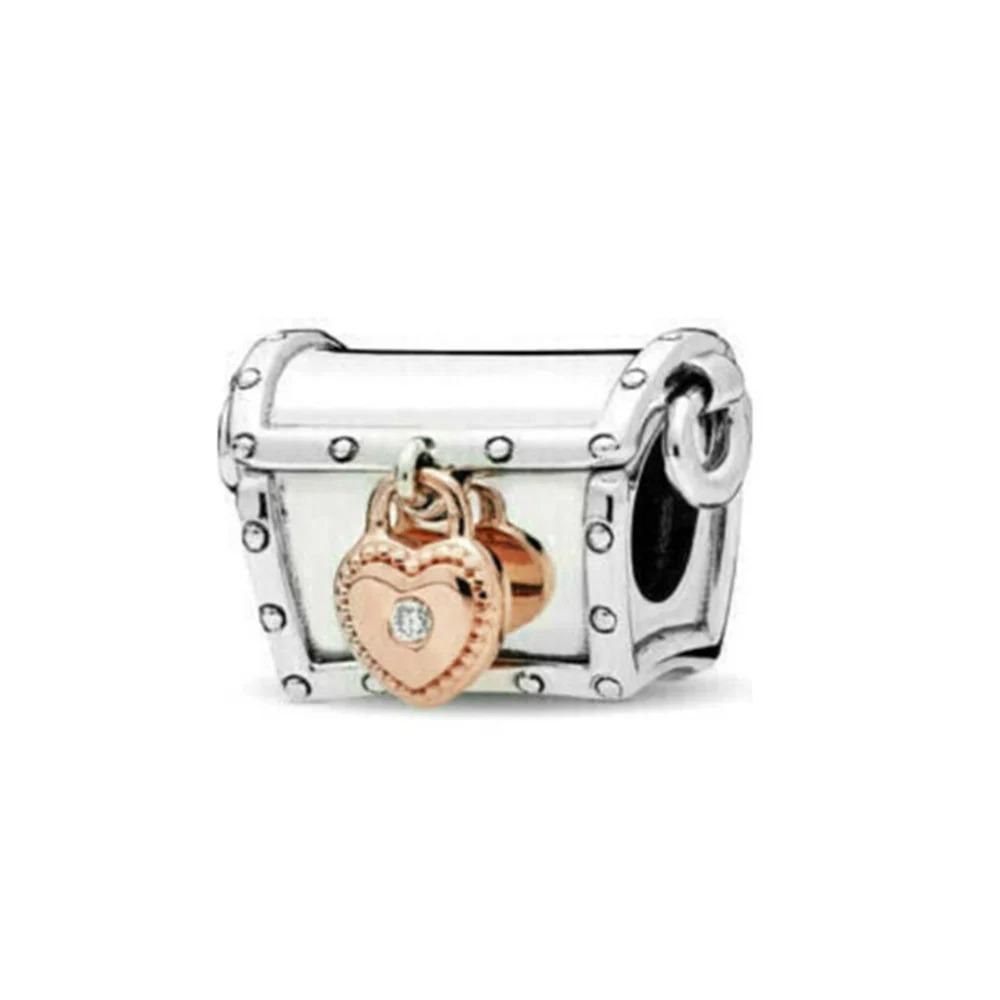 925 Silver Locks Keys Treasure Box Pendant Charm Bracelet Valentine Gift Jewelry Fashion New