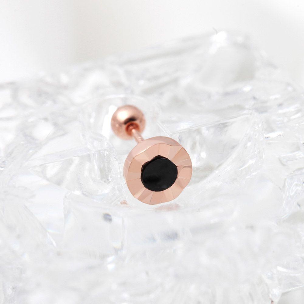 

Gold Needle Piercing Onyx 14K Black Point Rose Gold Cut