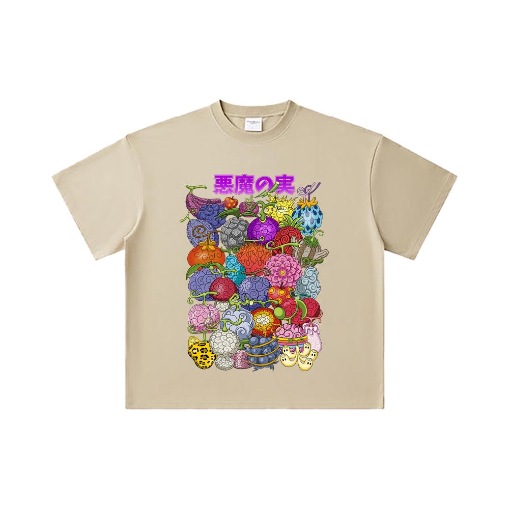 260 GSM Double Yarn 32 Count 100% Cotton One Piece V52 Devil Fruits Print Unisex Heavy Cotton T Shirt