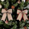 DIY Christmas Bow Decoration - Black and White Plaid Linen Ribbon Bow for Tree Ornaments
