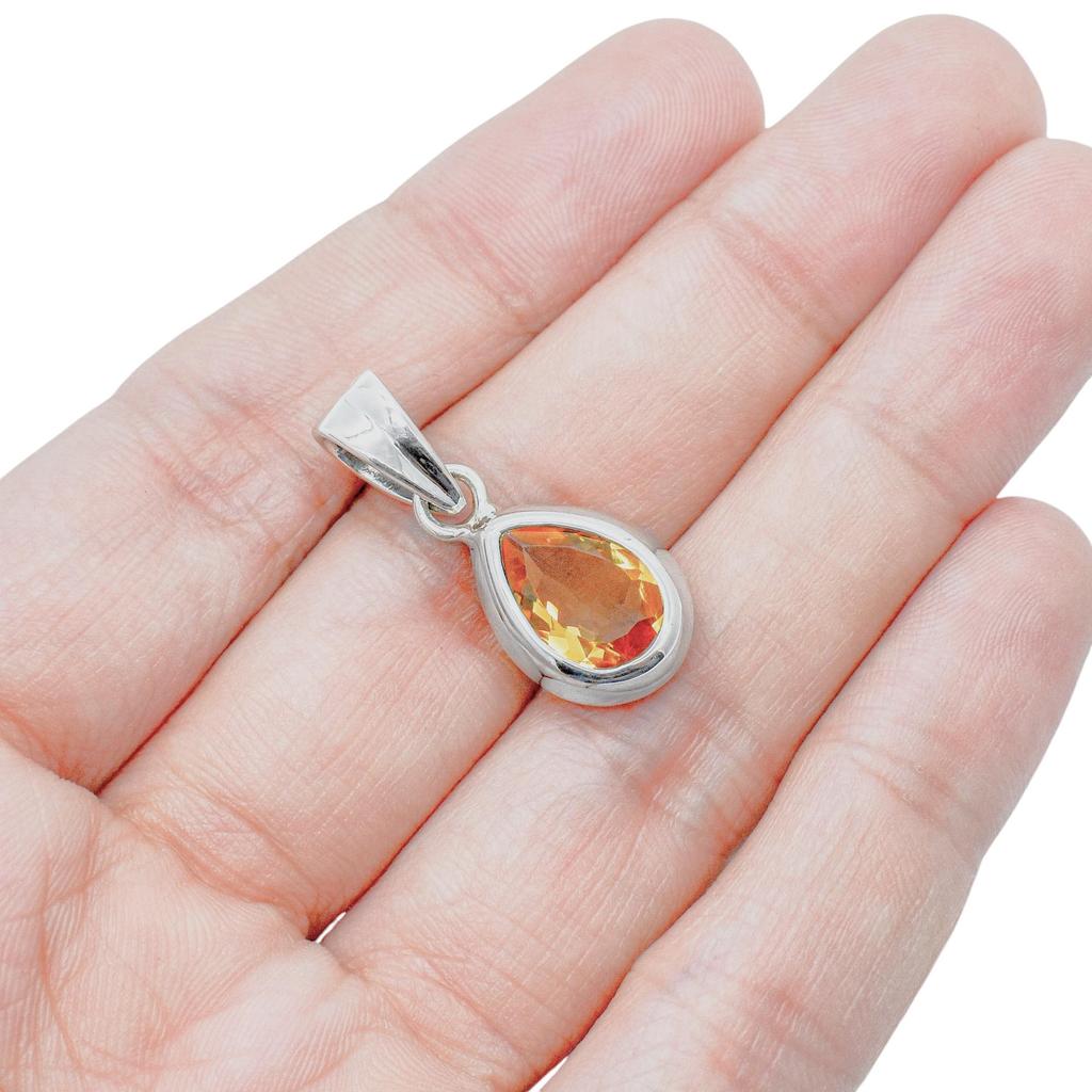 Pear Citrine Pendant: 925 Sterling Silver Gemstone Jewelry