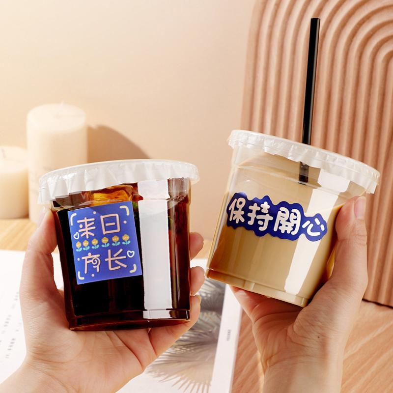 10Pcs 360/420/520Ml Plastic Straw Cups With Lids Snack And Drink Cup Cold Cup Clear Disposable Pet Plastic Cup Boba Milk Tea Cup