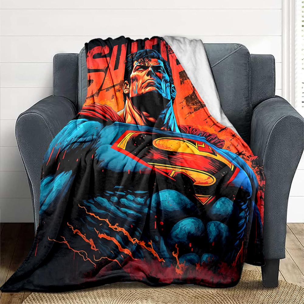 1pc Superhero Strength Flannel Throw Blanket - Lightweight Soft Warm All-Season Blanket for Sofa, Bed, Travel, Camping  L1029200