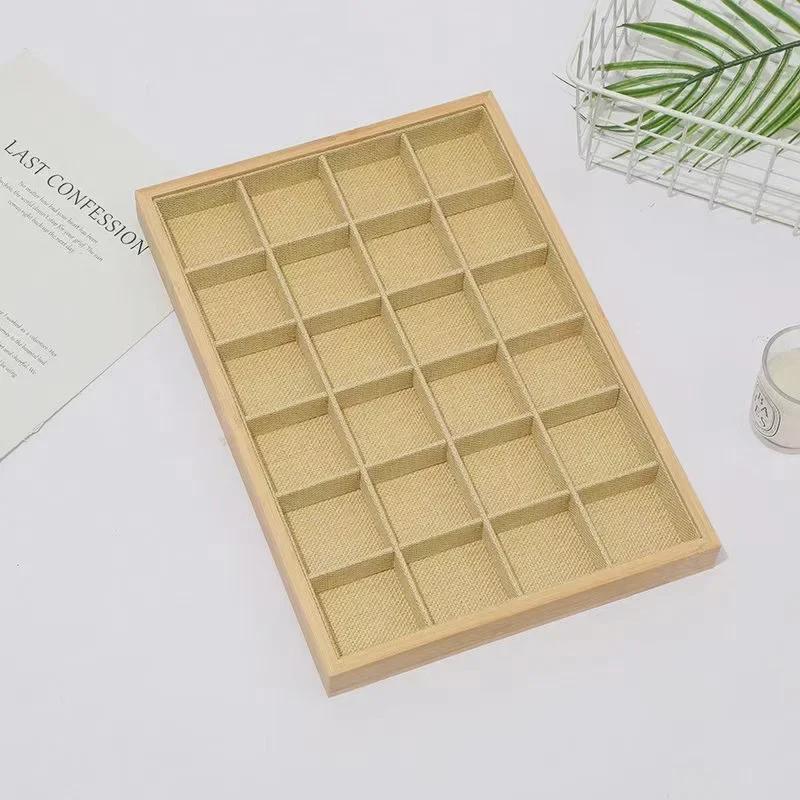 Bamboo and Wood Velvet Jewelry Tray for Bracelets and Earrings Display