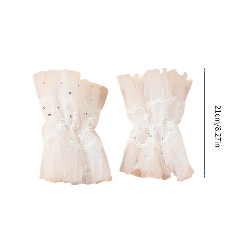 Mehrschichtige falsche Ärmel mit Rüschenspitze für Damen, Handgelenksmanschetten, abnehmbare Kunstärmel, elastische Handmanschetten, dekorative Ärmel