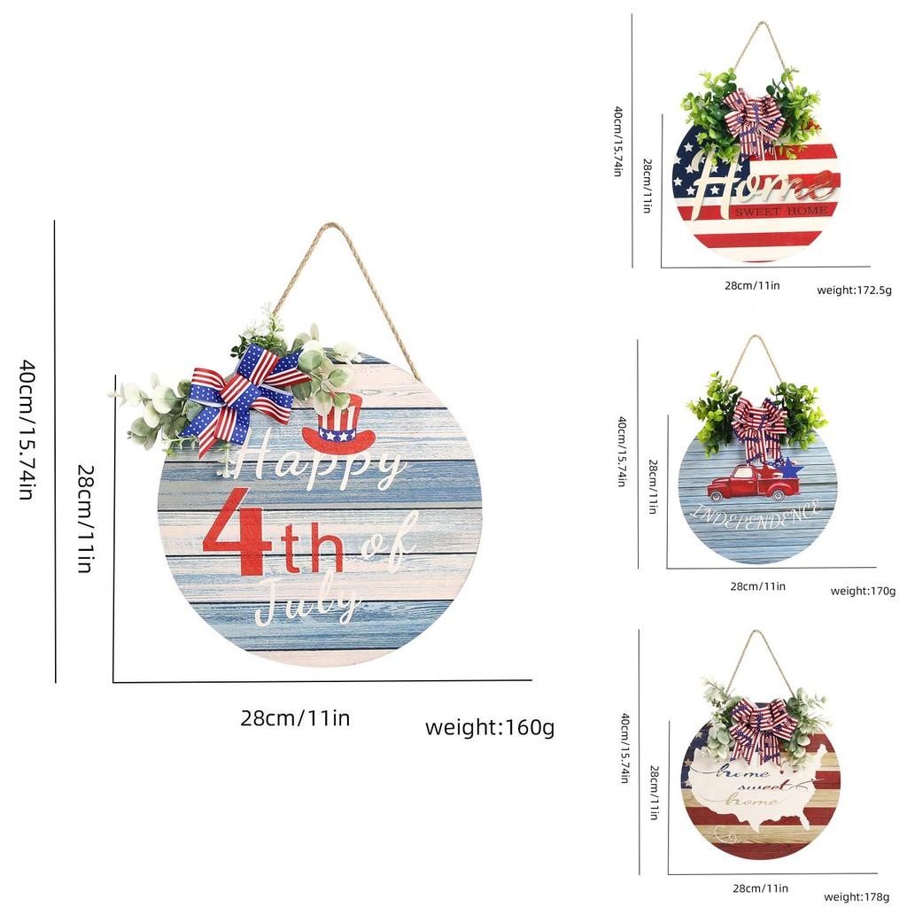 Round Wooden Exquisite Home Decor Sign For 4th Of July Featuring Colorful Imagery Patriotic