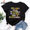 2024 Summer Women T Shirt Simple Spain Letter Print Female Short Sleeve T-shirt Harajuku Woman Tops Ladies  Tees